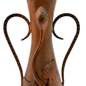 Studio Borini Italy Hand Wrought Vintage Copper Repoussé Vase Serpent Ivy Signed